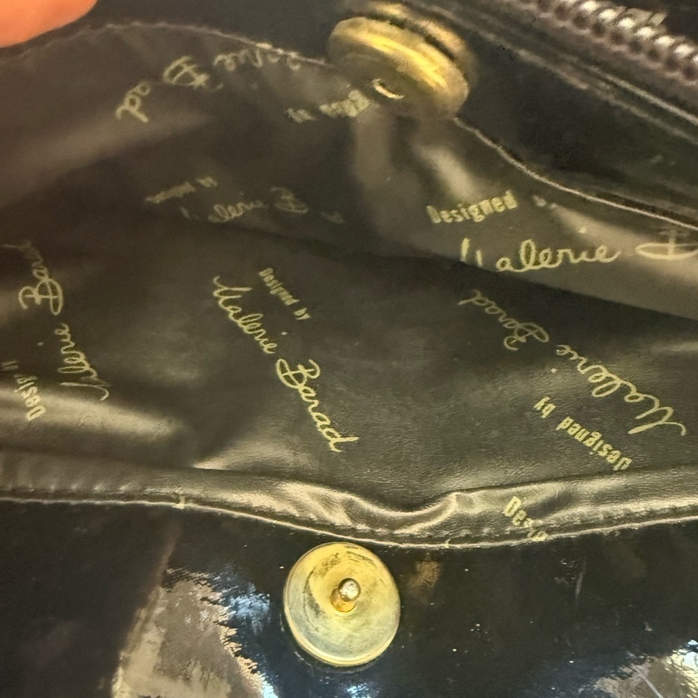 VALERIE BARAD ladies, black patent, leather clutch preowned good condition - Picture 12 of 15